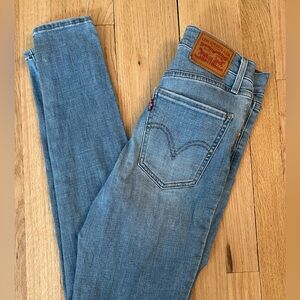 Levis Jeans Womens 26 Blue Mile High Super Skinny High Rise Button Fly Stretch